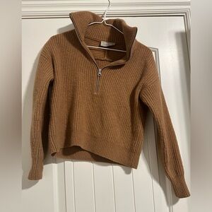 Everlane half zip wool sweater XS brown